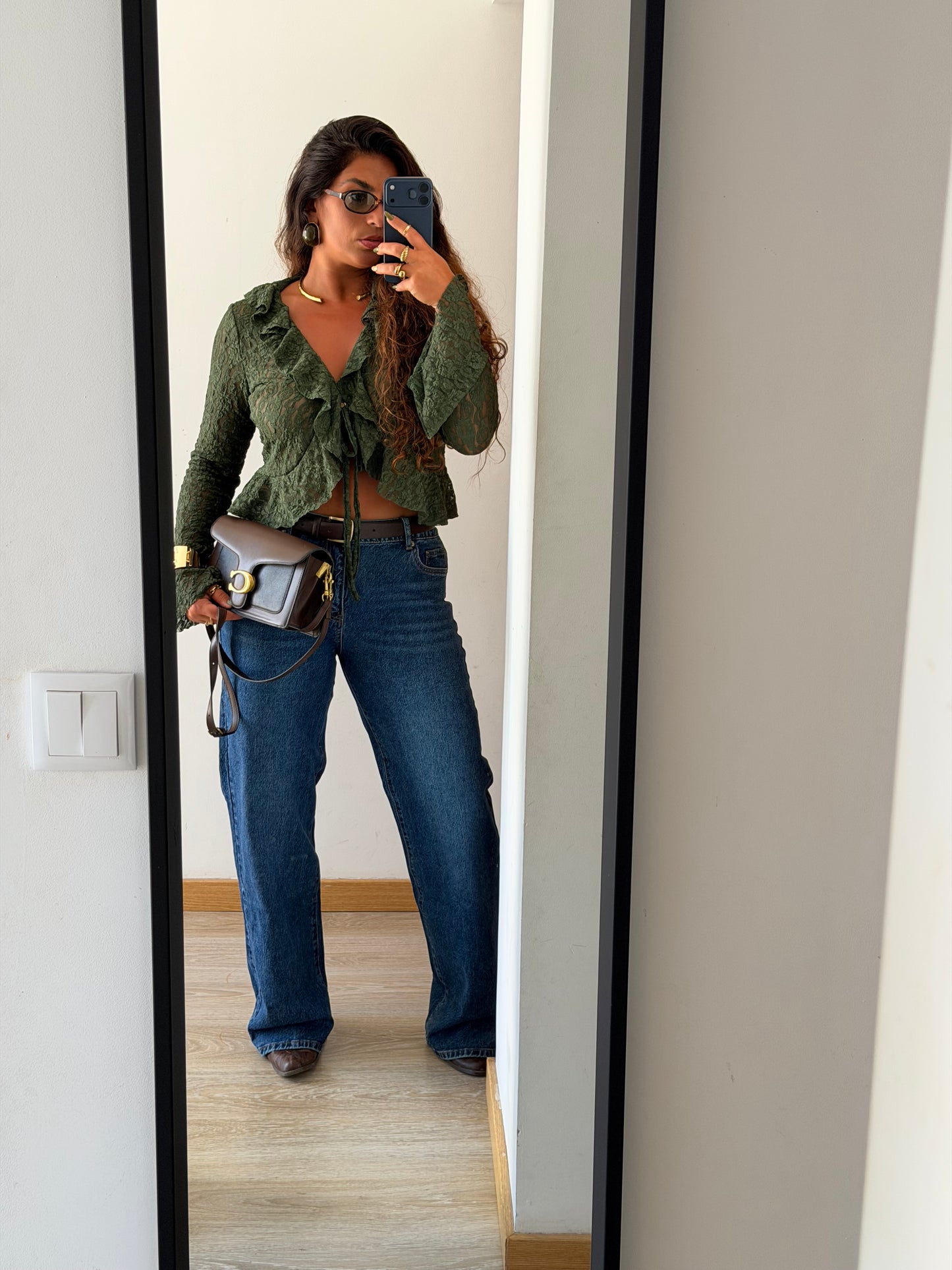 CALÇA JEANS BORDADA XL